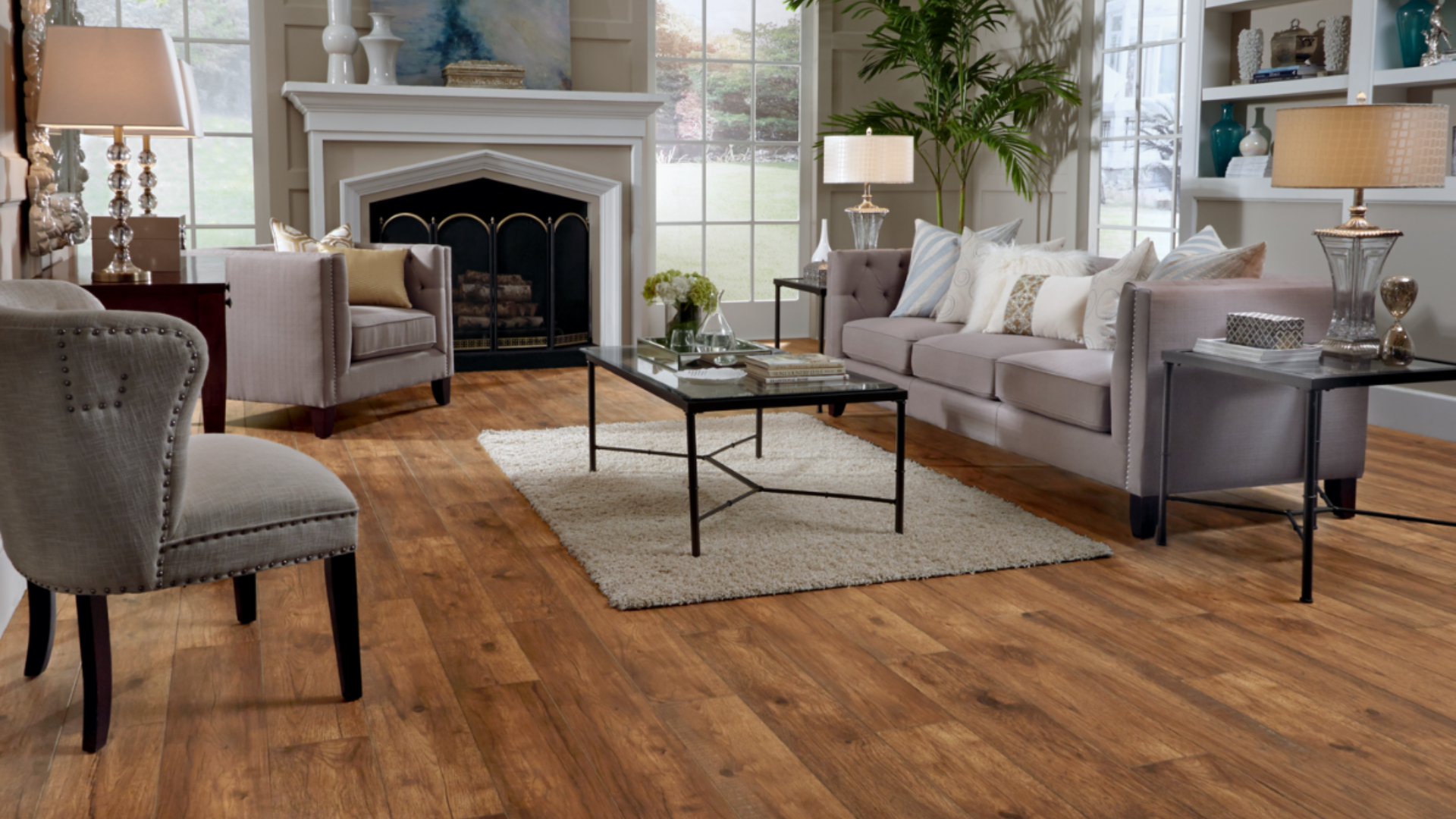 Alfreds Carpet One wood-look flooring in a living room